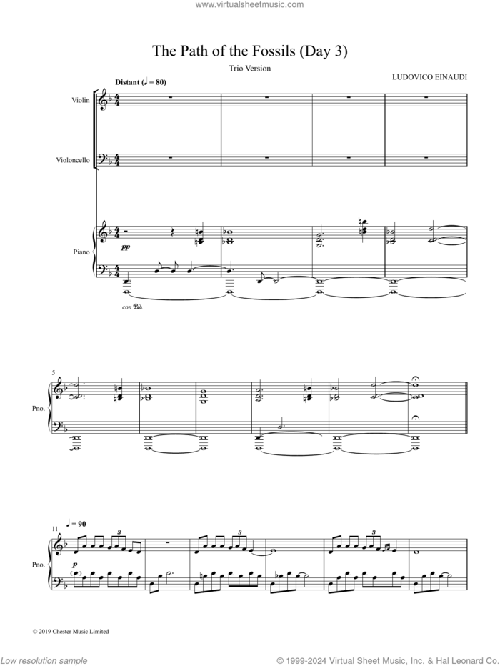 The Path of the Fossils (Day 3) (COMPLETE) sheet music for piano trio by Ludovico Einaudi, classical score, intermediate skill level