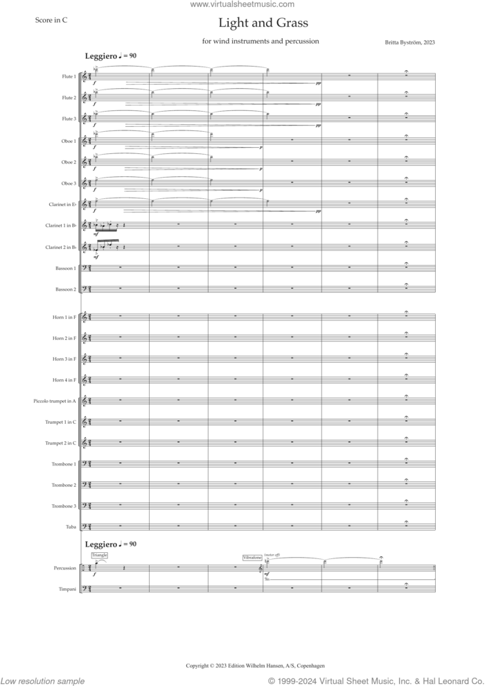 Light And Grass sheet music for orchestra (full score) by Britta Byström, classical score, intermediate skill level