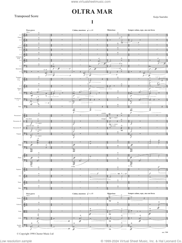 Oltra Mar sheet music for orchestra/band (study score) by Kaija Saariaho, classical score, intermediate skill level