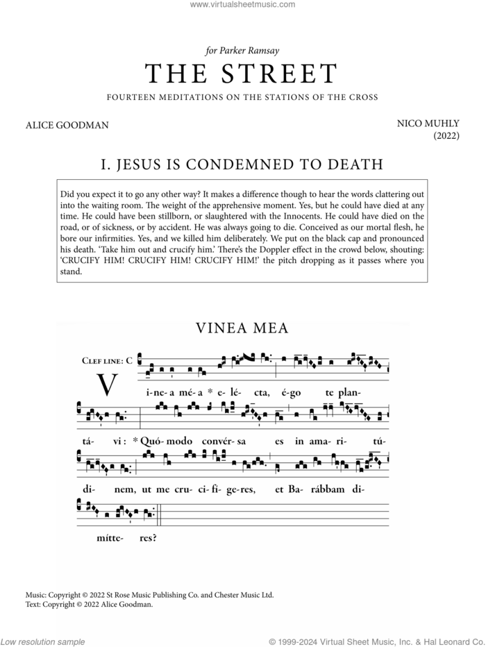 The Street sheet music for harp solo by Nico Muhly, classical score, intermediate skill level