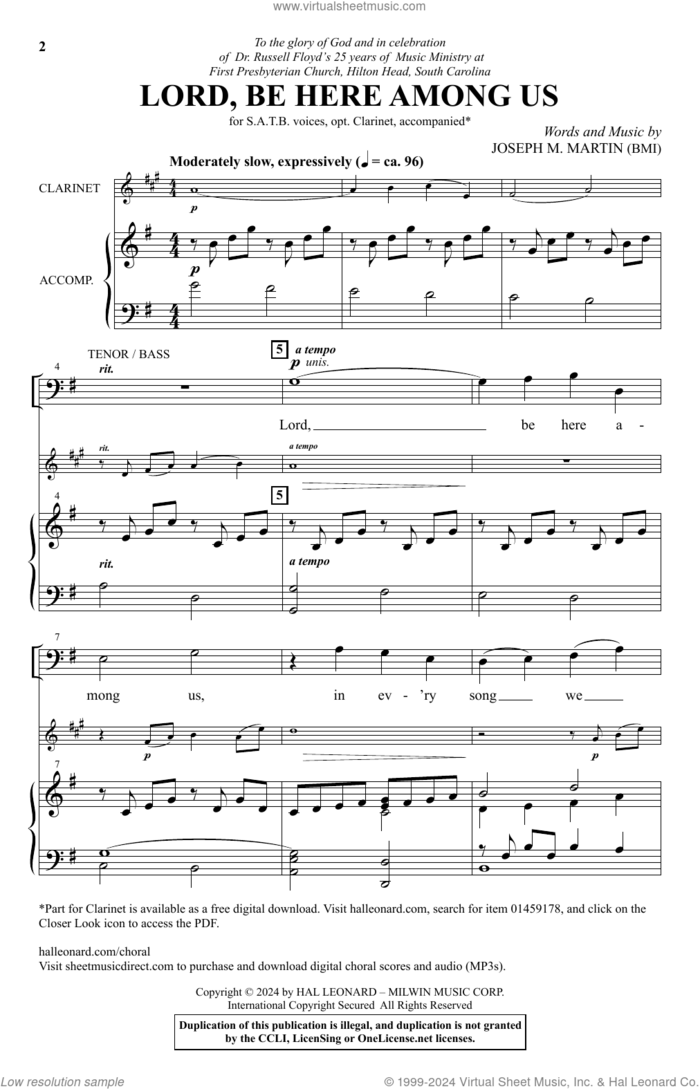 Lord, Be Here Among Us sheet music for choir (SATB: soprano, alto, tenor, bass) by Joseph M. Martin, intermediate skill level