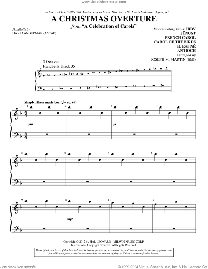 A Celebration of Carols sheet music for orchestra/band (handbells) by Joseph M. Martin, intermediate skill level