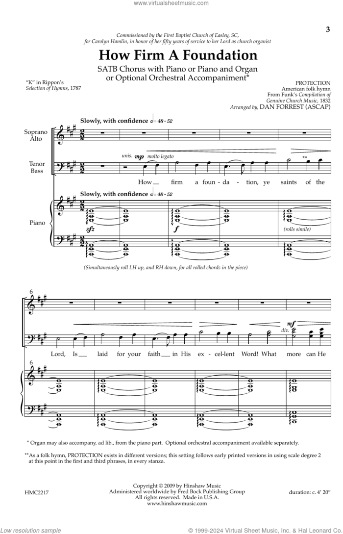 How Firm A Foundation sheet music for choir (SATB: soprano, alto, tenor, bass) by Dan Forrest, intermediate skill level