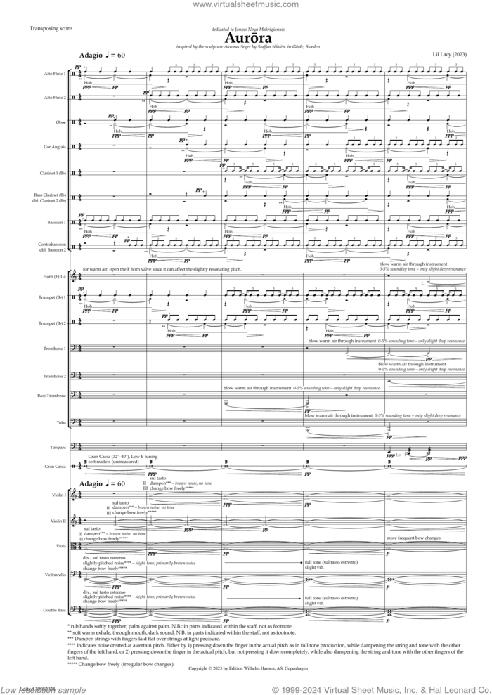 Aurora (version for 2 tpt, 3 tbn) sheet music for orchestra (full score) by Lil Lacy, classical score, intermediate skill level