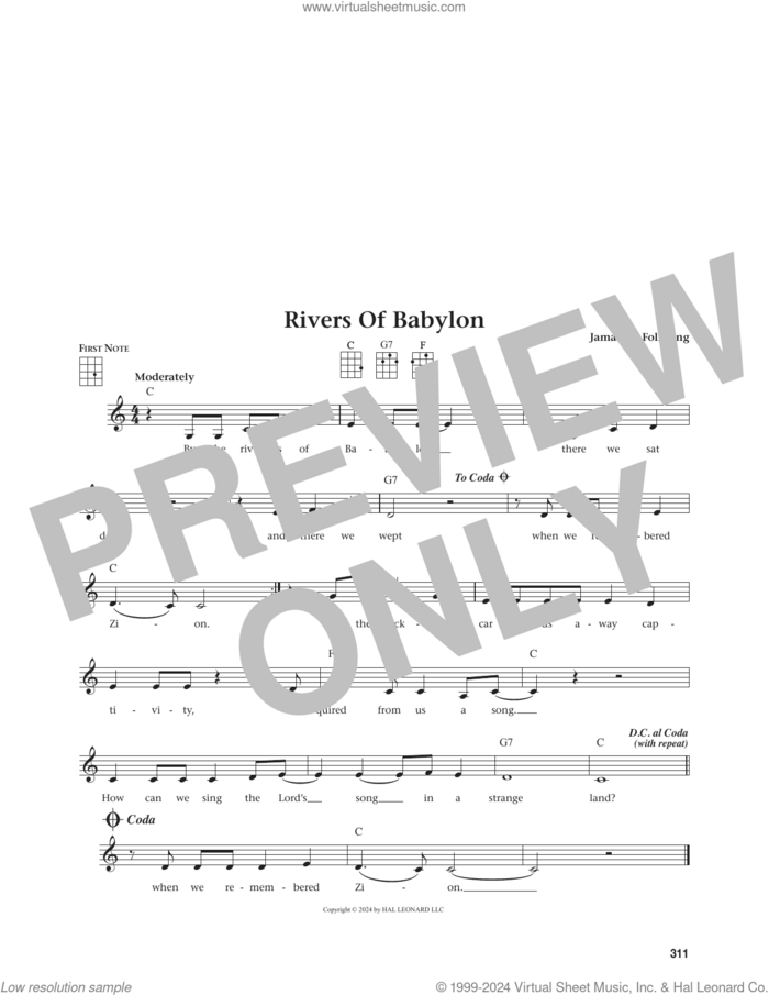 Rivers Of Babylon (from The Daily Ukuelele) (arr. Jim Beloff) sheet music for ukulele  and Jim Beloff, intermediate skill level