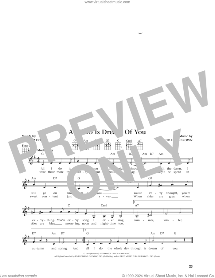 All I Do Is Dream Of You (from The Daily Ukulele) (arr. Jim Beloff) sheet music for ukulele by Debbie Reynolds, Jim Beloff, Arthur Freed and Nacio Herb Brown, intermediate skill level