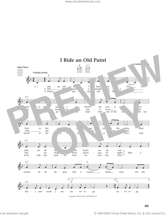 I Ride An Old Paint (from The Daily Ukulele) (arr. Jim Beloff) sheet music for ukulele  and Jim Beloff, intermediate skill level