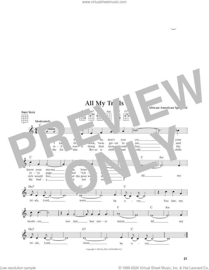 All My Trials (from The Daily Ukulele) (arr. Jim Beloff) sheet music for ukulele  and Jim Beloff, intermediate skill level