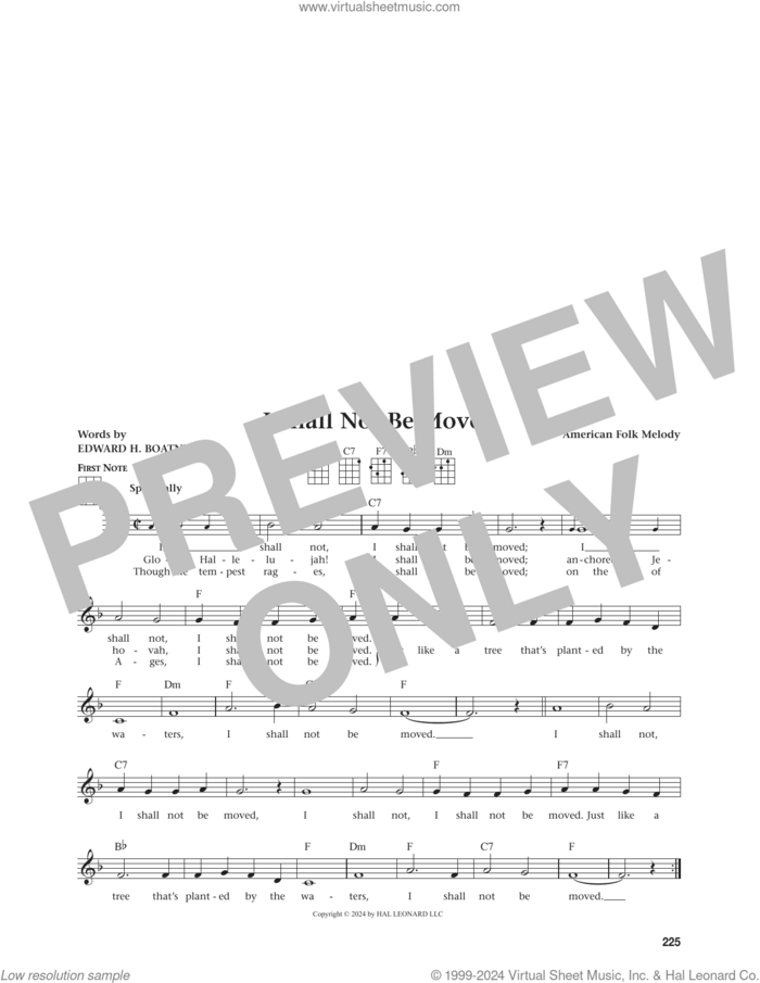 I Shall Not Be Moved (from The Daily Ukulele) (arr. Jim Beloff) sheet music for ukulele by Edward H. Boatner, Jim Beloff and Miscellaneous, intermediate skill level