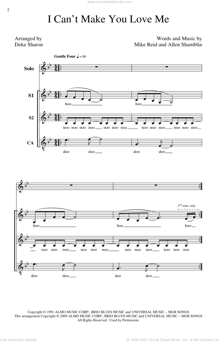 I Can't Make You Love Me (arr. Deke Sharon) sheet music for choir (SSA: soprano, alto) by Allen Shamblin, Mike Reid, Bonnie Raitt and Deke Sharon, intermediate skill level