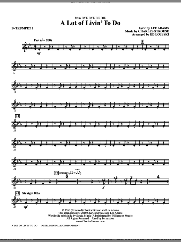 A Lot Of Livin' To Do (complete set of parts) sheet music for orchestra/band by Ed Lojeski, Charles Strouse and Lee Adams, intermediate skill level