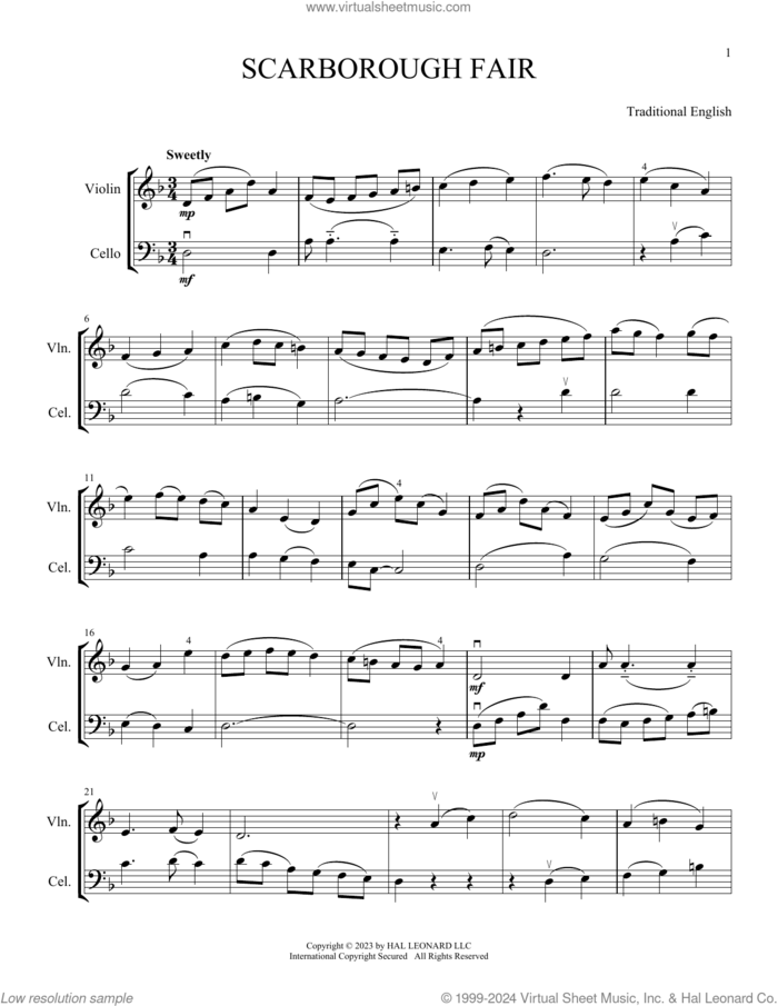 Scarborough Fair (arr. Michelle Hynson) sheet music for instrumental duet (duets)  and Michelle Hynson, intermediate skill level