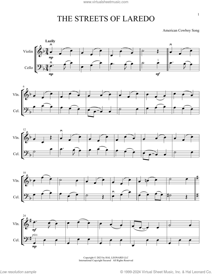 The Streets Of Laredo (arr. Michelle Hynson) sheet music for instrumental duet (duets)  and Michelle Hynson, intermediate skill level