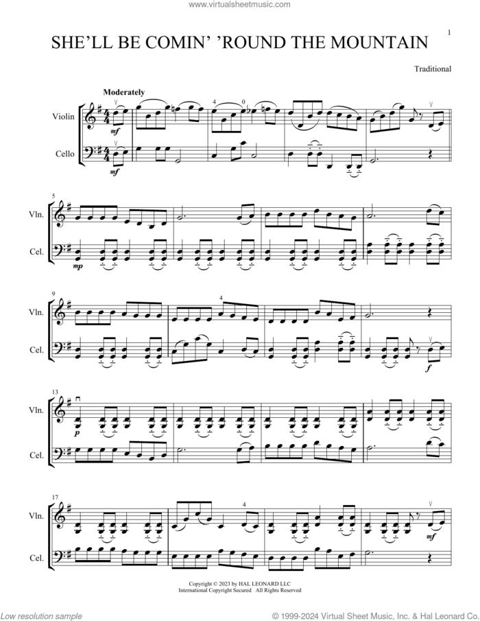 She'll Be Comin' 'Round The Mountain (arr. Michelle Hynson) sheet music for instrumental duet (duets)  and Michelle Hynson, intermediate skill level