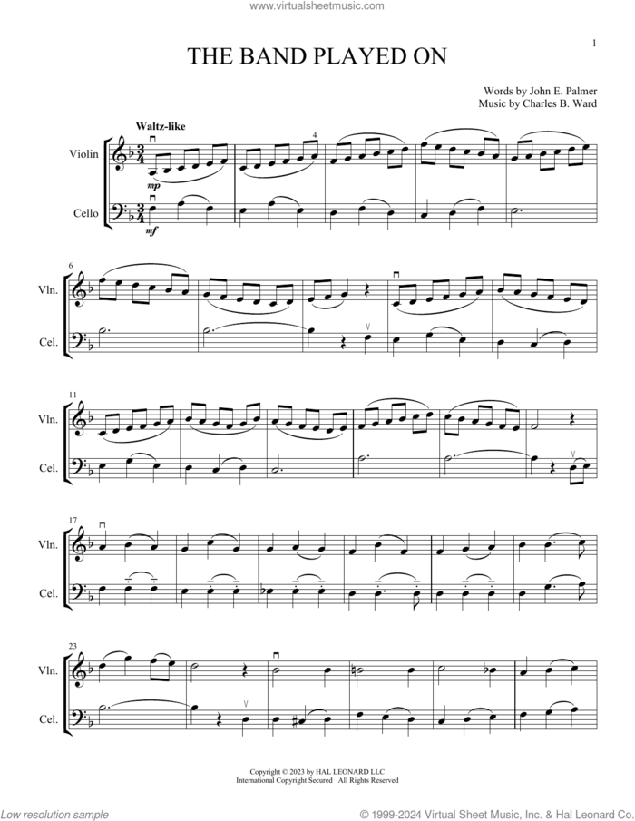 The Band Played On (arr. Michelle Hynson) sheet music for instrumental duet (duets) by Charles B. Ward, Michelle Hynson and John E. Palmer, intermediate skill level