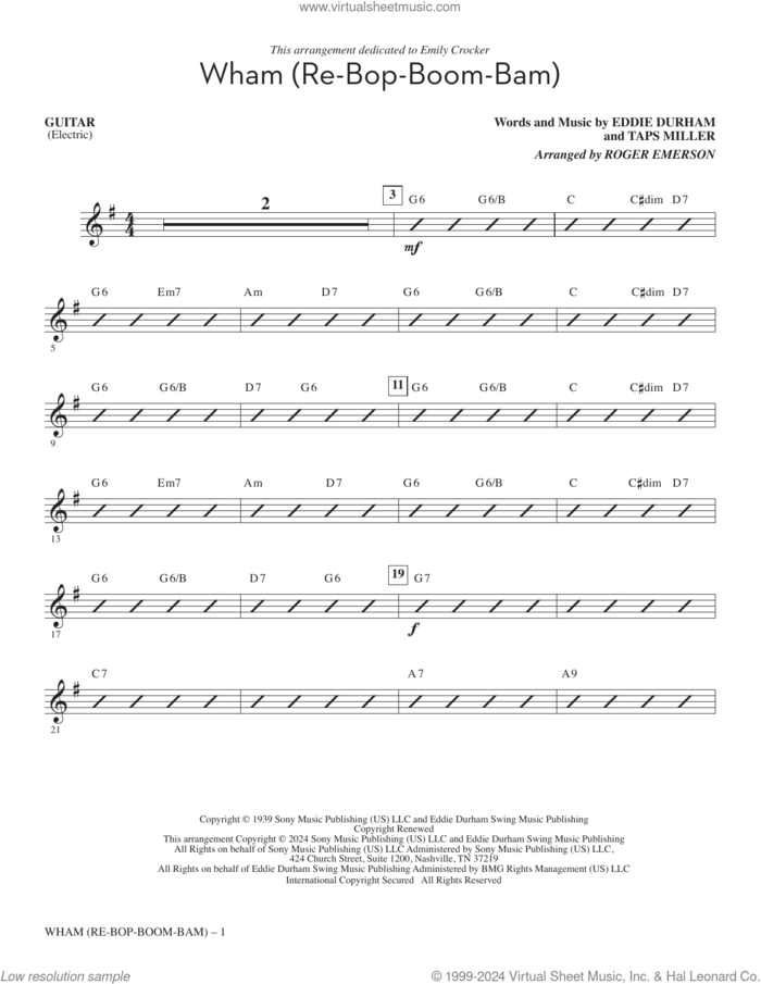 Wham (Re Bop Boom Bam) (arr. Roger Emerson) (complete set of parts) sheet music for orchestra/band (Rhythm) by Roger Emerson, Eddie Durham, Mildred Bailey and Taps Miller, intermediate skill level