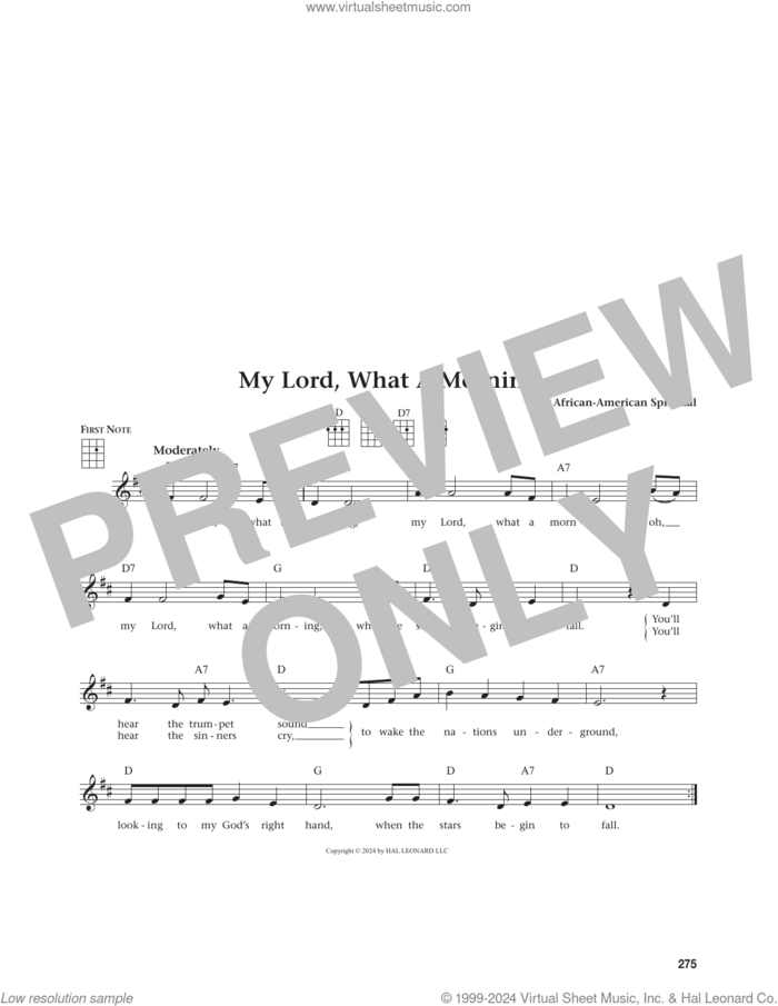 My Lord, What A Morning (from The Daily Ukulele) (arr. Jim Beloff) sheet music for ukulele  and Jim Beloff, classical score, intermediate skill level