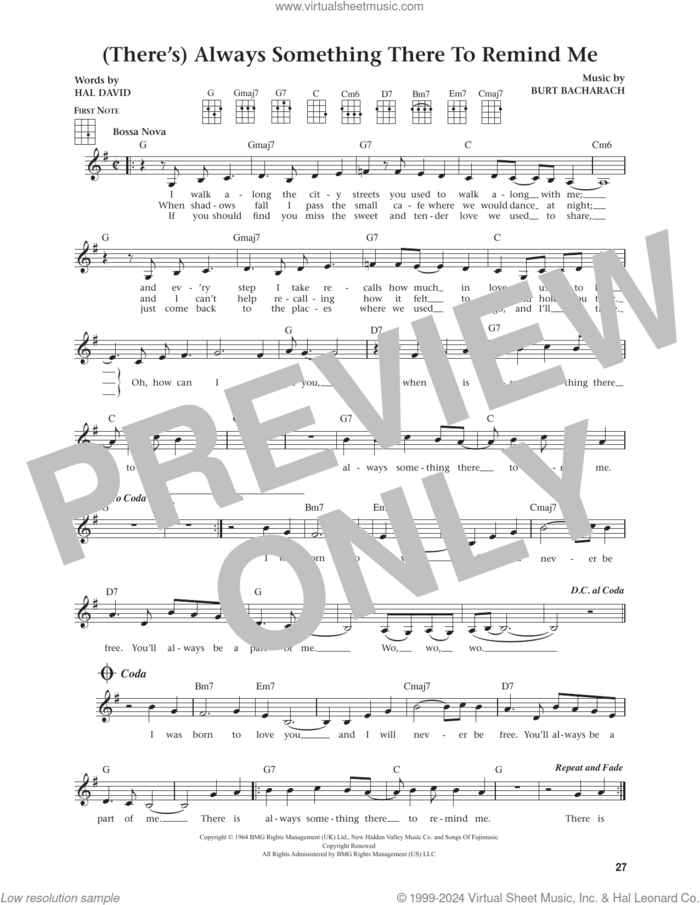 (There's) Always Something There To Remind Me (from The Daily Ukulele) (arr. Jim Beloff) sheet music for ukulele by Lou Johnson, Jim Beloff, Burt Bacharach and Hal David, intermediate skill level