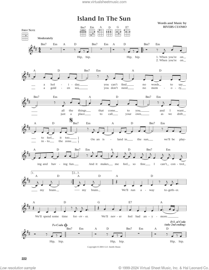 Island In The Sun (from The Daily Ukulele) (arr. Jim Beloff) sheet music for ukulele by Weezer, Jim Beloff and Rivers Cuomo, intermediate skill level