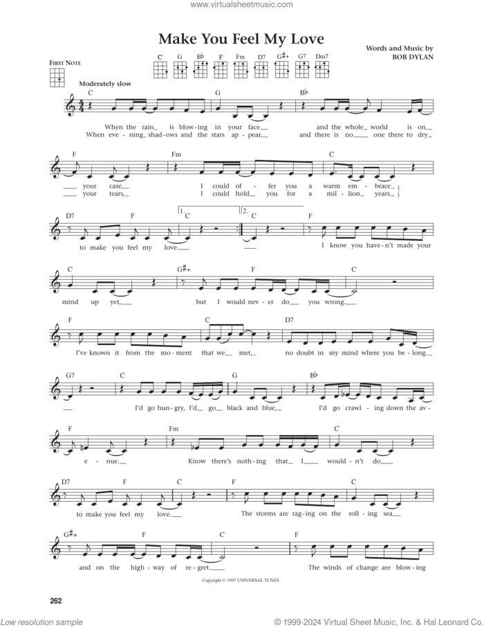 Make You Feel My Love (from The Daily Ukulele) (arr. Jim Beloff) sheet music for ukulele by Bob Dylan and Jim Beloff, intermediate skill level