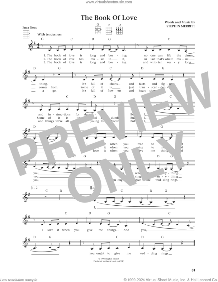 The Book Of Love (from The Daily Ukulele) (arr. Jim Beloff) sheet music for ukulele by The Magnetic Fields, Jim Beloff and Stephin Merritt, intermediate skill level