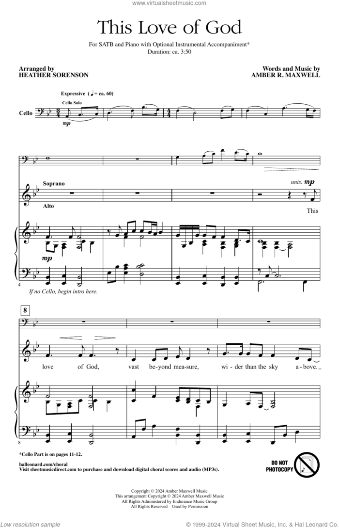 This Love Of God (arr. Heather Sorenson) sheet music for choir (SATB: soprano, alto, tenor, bass) by Amber R. Maxwell and Heather Sorenson, intermediate skill level