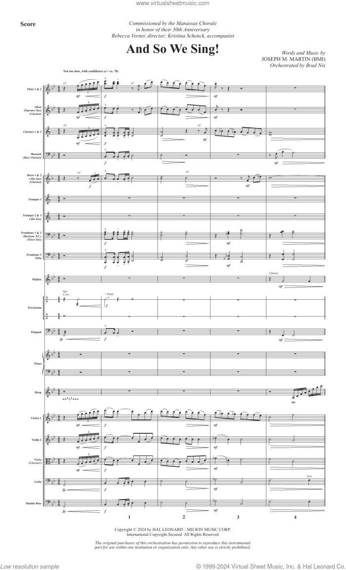 And So We Sing! (COMPLETE) sheet music for orchestra/band (Orchestra) by Joseph M. Martin, intermediate skill level