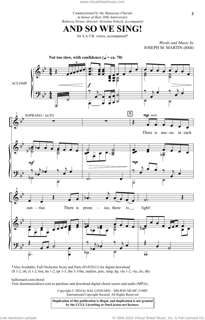 And So We Sing! sheet music for choir (SATB: soprano, alto, tenor, bass) by Joseph M. Martin, intermediate skill level