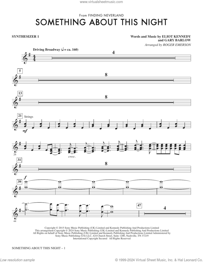 Something About This Night (from Finding Neverland) (arr. Roger Emerson) (complete set of parts) sheet music for orchestra/band (Instrumental Accompaniment) by Gary Barlow, Eliot Kennedy and Roger Emerson, intermediate skill level