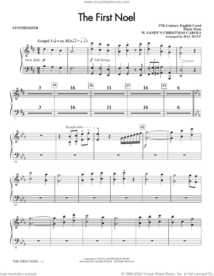 The First Noel (arr. Mac Huff) (complete set of parts) sheet music for orchestra/band (Rhythm) by Anonymous, Mac Huff and Miscellaneous, intermediate skill level