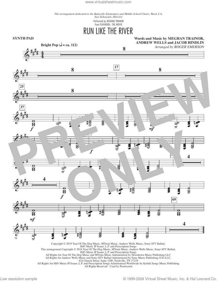 Run Like The River (from Playmobil: The Movie) (arr. Roger Emerson) (complete set of parts) sheet music for orchestra/band (Rhythm) by Roger Emerson, Andrew Wells, Jacob Kasher Hindlin and Meghan Trainor, intermediate skill level