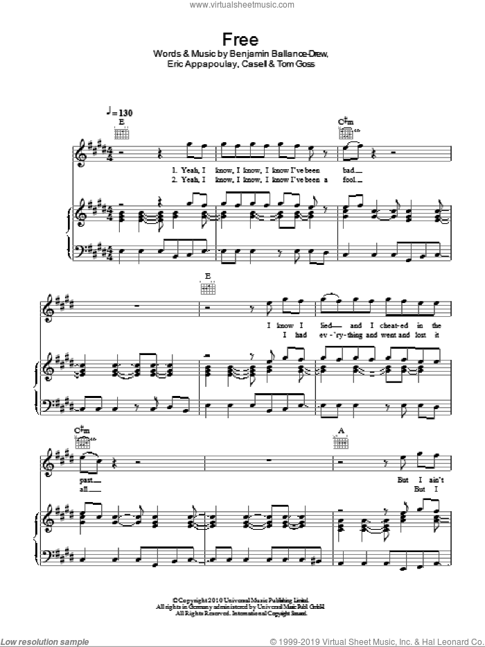 Free sheet music for voice, piano or guitar by Plan B, Benjamin Ballance-Drew, Casell, Eric Appapoulay and Tom Goss, intermediate skill level