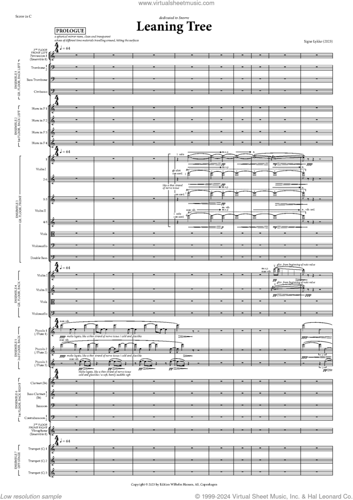 Leaning Tree sheet music for orchestra (full score) by Signe Lykke, classical score, intermediate skill level