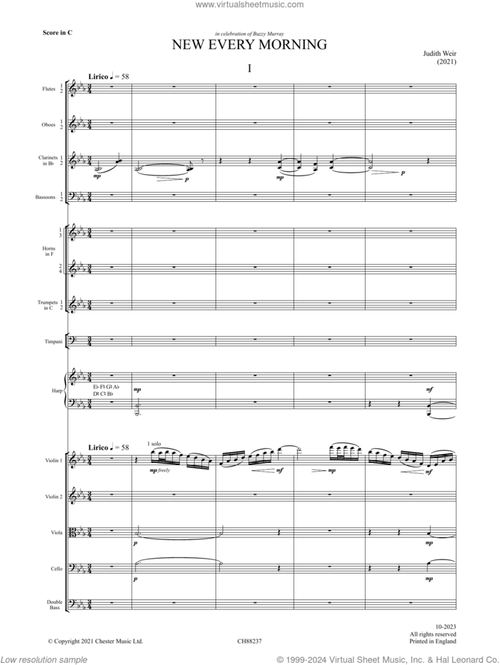 New Every Morning sheet music for orchestra (study score) by Judith Weir, classical score, intermediate skill level