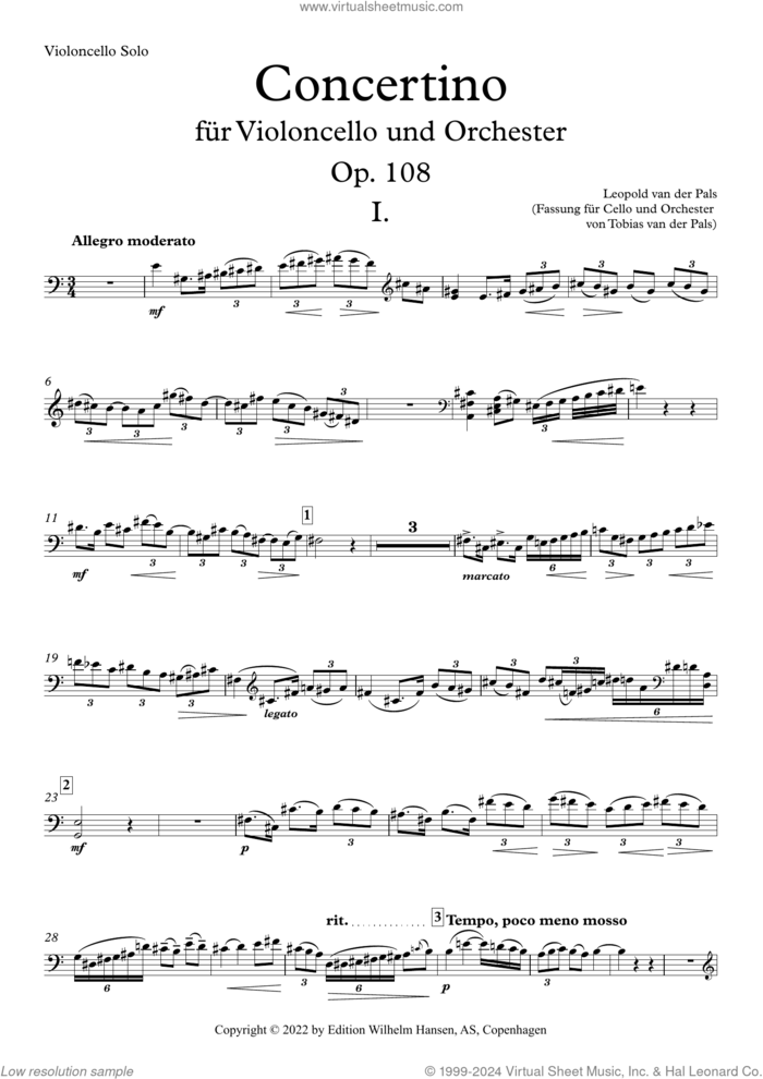 Concertino for Cello And Orchestra sheet music for orchestra (cello) by Leopold van der Pals, classical score, intermediate skill level