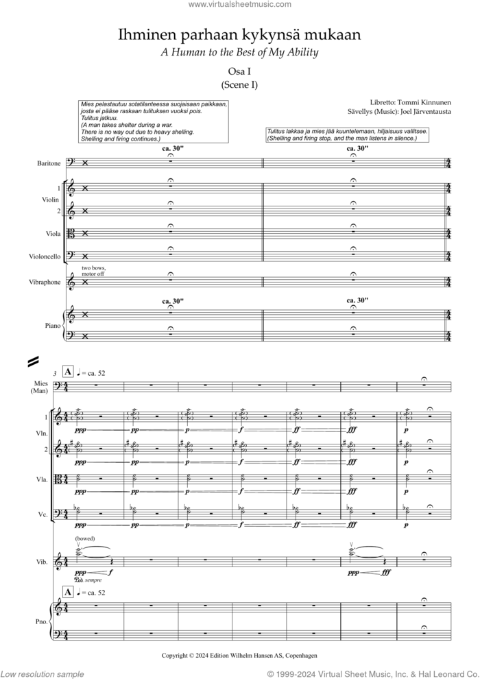 A Human To The Best Of My Ability (Ihminen parhaan kykynsa mukaan) sheet music for other instruments (full score) by Joel Järventausta and Tommi Kinnunen, classical score, intermediate skill level