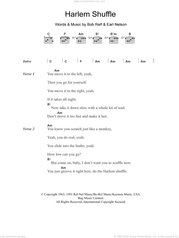 Harlem Shuffle sheet music for guitar (chords) by Bob & Earl, The Rolling Stones, Bob Relf and Earl Nelson, intermediate skill level