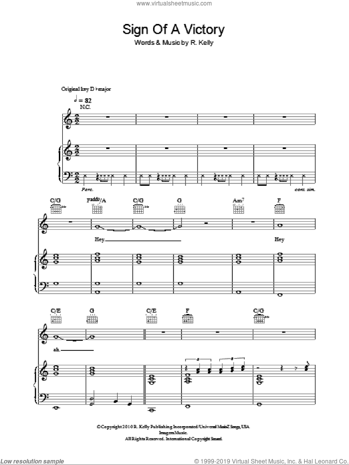 Sign Of A Victory (2010 FIFA World Cup Anthem) sheet music for voice, piano or guitar by R Kelly featuring Soweto Spiritual Singers and Robert Kelly, intermediate skill level