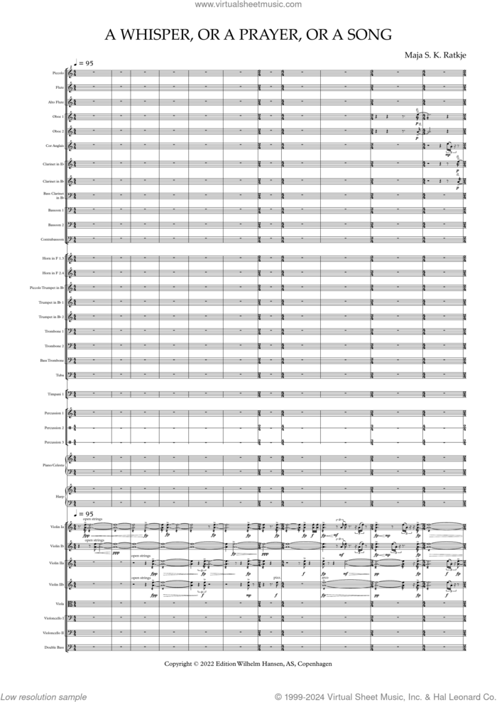 A Whisper, or a Prayer, or a Song (A Fragile Hope) sheet music for orchestra (full score) by Maja S. K. Ratkje, classical score, intermediate skill level