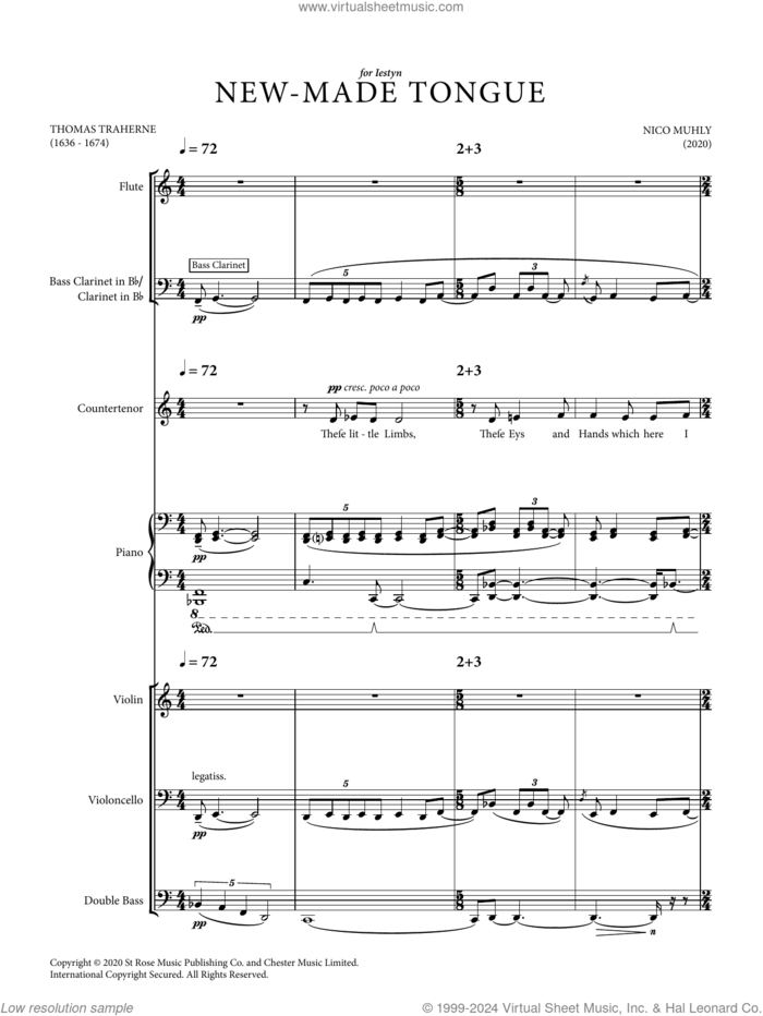 New-Made Tongue sheet music for orchestra (full score) by Nico Muhly and Thomas Traherne, classical score, intermediate skill level