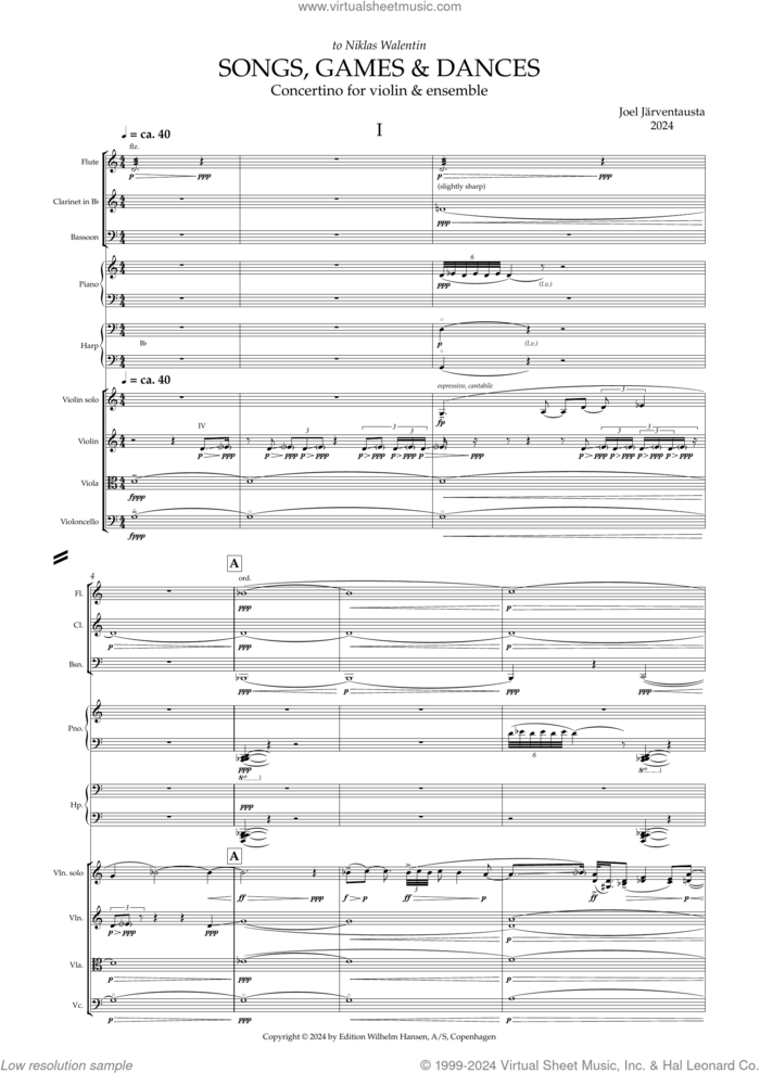 Songs, Games and Dances (2024) sheet music for orchestra (full score) by Joel Järventausta, classical score, intermediate skill level