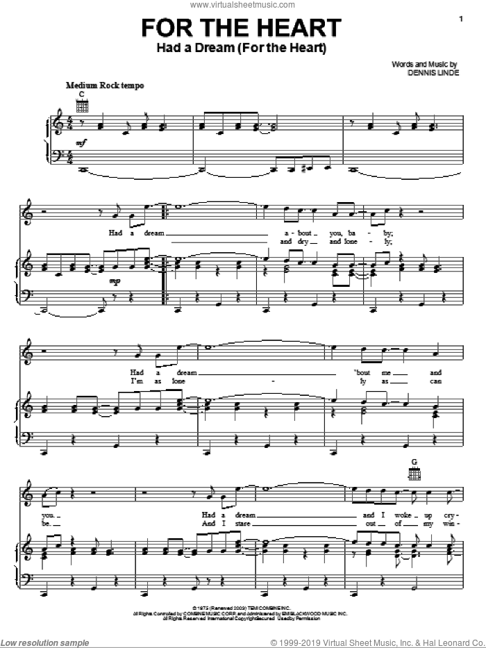 For The Heart (Had A Dream (For The Heart)) sheet music for voice, piano or guitar by Elvis Presley, The Judds and Dennis Linde, intermediate skill level