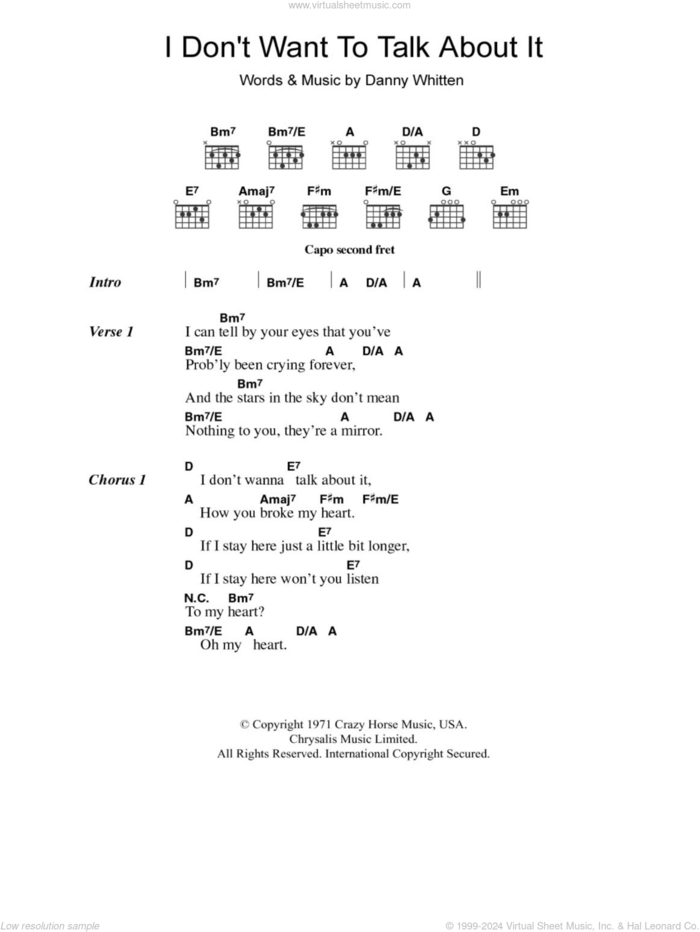 I Don't Want To Talk About It sheet music for guitar (chords) by Everything But The Girl and Danny Whitten, intermediate skill level