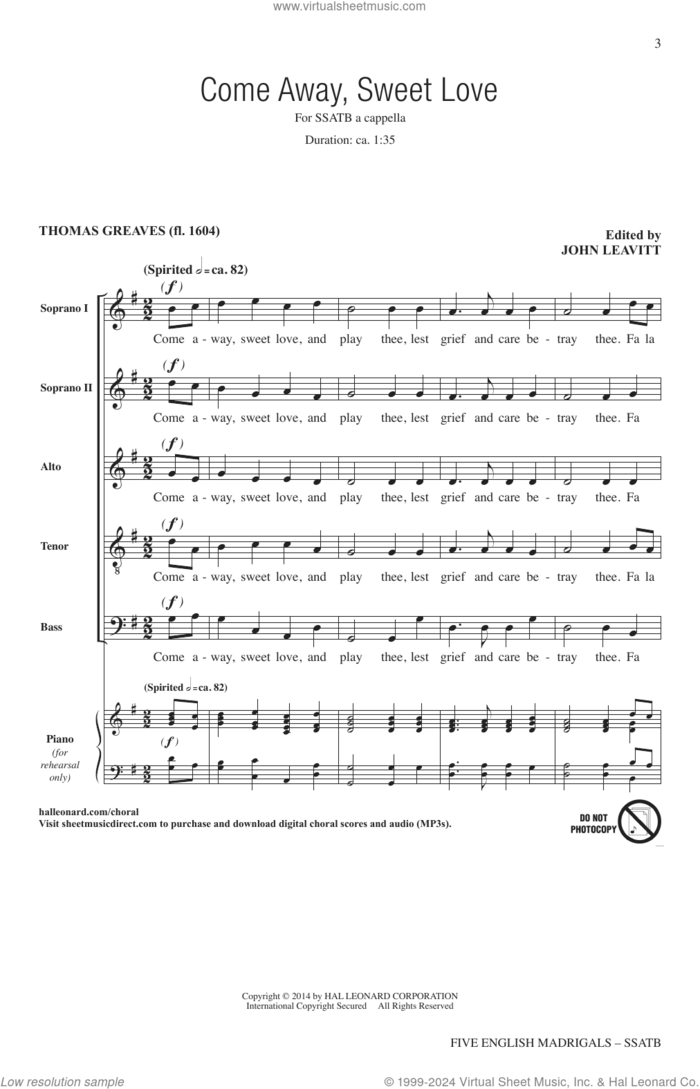 Five English Madrigals sheet music for choir (SSATB) by John Leavitt, intermediate skill level