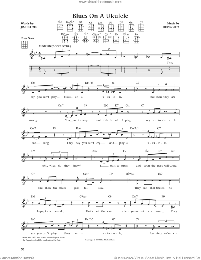 Blues On A Ukulele (from The Daily Ukulele) (arr. Jim Beloff) sheet music for ukulele by Jim Beloff and Herb Ohta, intermediate skill level