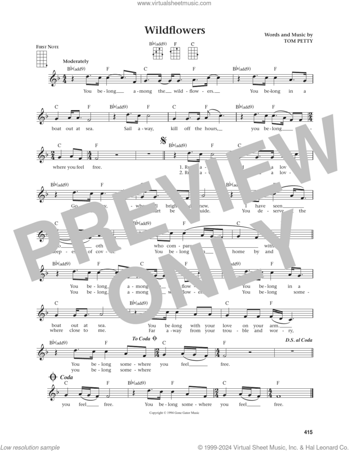 Wildflowers (from The Daily Ukulele) (arr. Jim Beloff) sheet music for ukulele by Tom Petty and Jim Beloff, intermediate skill level