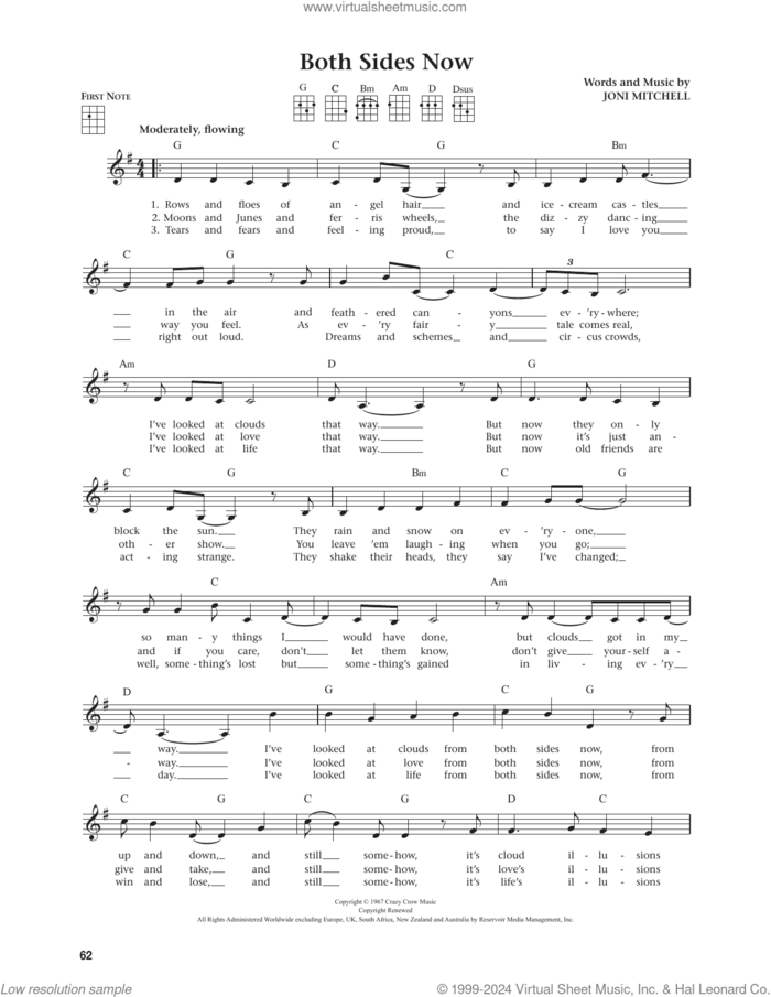 Both Sides Now (from The Daily Ukulele) (arr. Jim Beloff) sheet music for ukulele by Joni Mitchell and Jim Beloff, intermediate skill level