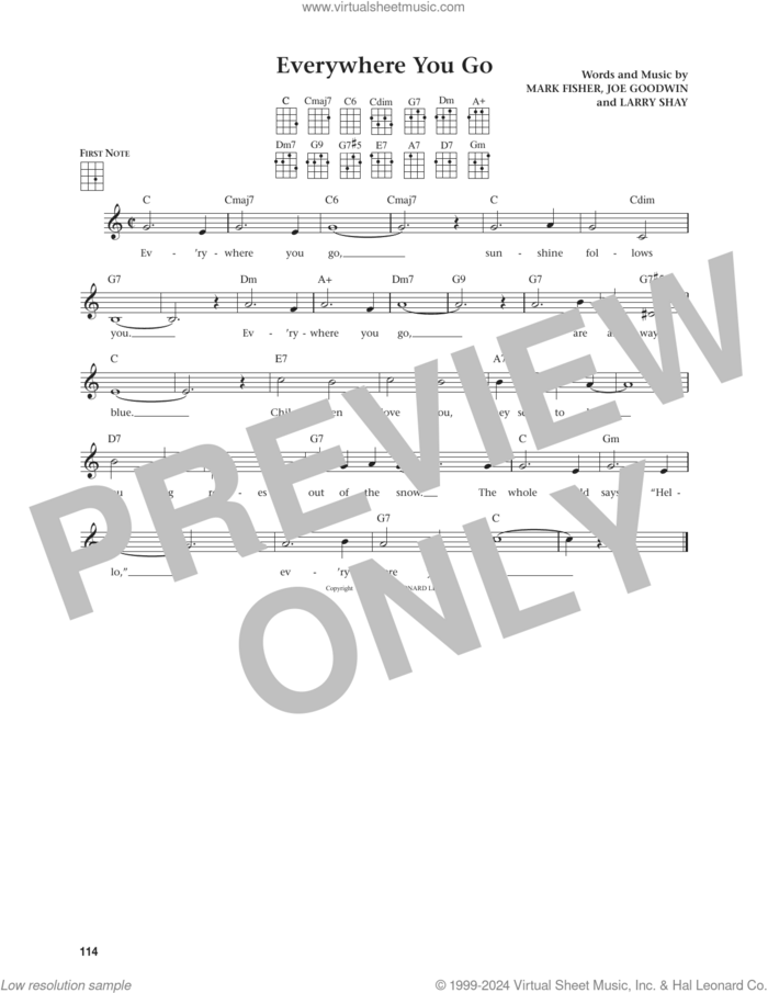 Everywhere You Go (from The Daily Ukulele) (arr. Jim Beloff) sheet music for ukulele by Joe Goodwin, Jim Beloff, Larry Shay and Mark Fisher, intermediate skill level