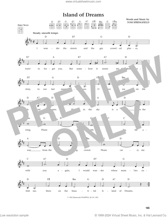 Island Of Dreams (from The Daily Ukulele) (arr. Jim Beloff) sheet music for ukulele by The Springfields, Jim Beloff and Tom Springfield, intermediate skill level