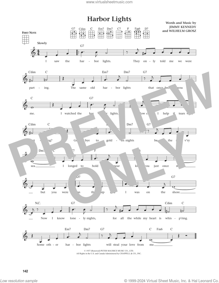 Harbor Lights (from The Daily Ukulele) (arr. Jim Beloff) sheet music for ukulele by Willie Nelson, Jim Beloff, Jimmy Kennedy and Will Grosz, intermediate skill level